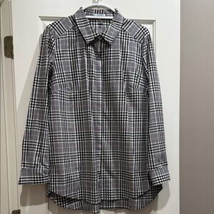 Tyler Boe Black, White, and Red Plaid Tunic Blouse Top - Size XL